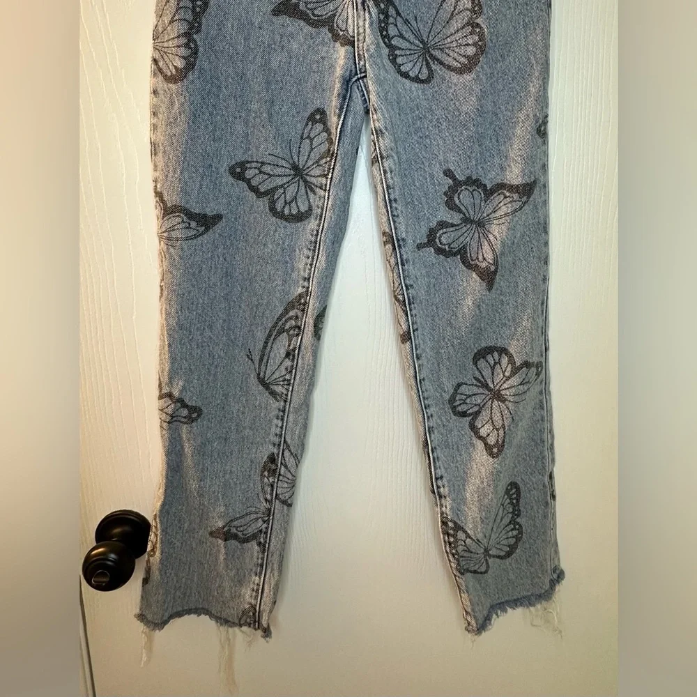 PacSun Eco‎ butterfly high rise straight 5 button distressed jeans women’s 23